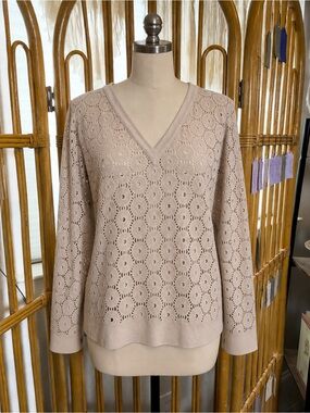 Alberto Makali V-Neck Eyelet long sleeve top